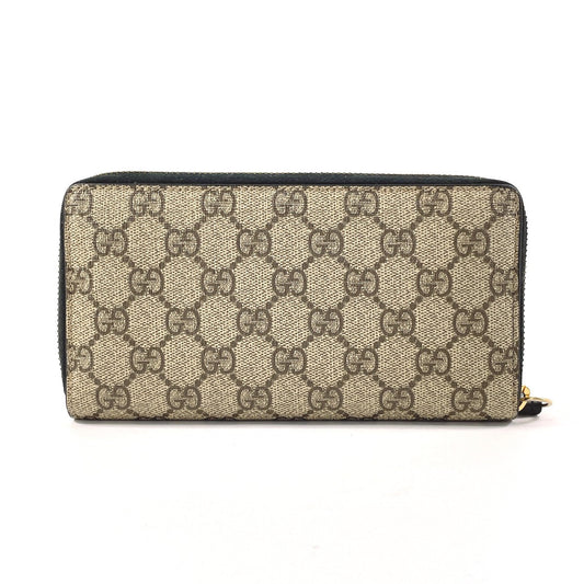 GUCCI Long Wallet Purse 410102 GG Supreme Canvas beige Zip Around
