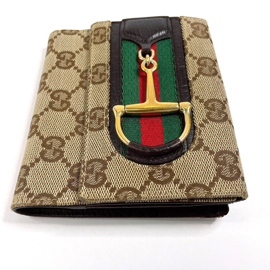 GUCCI Bifold Wallet 138029 GG canvas Brown Sherry line Horsebit unisex Used