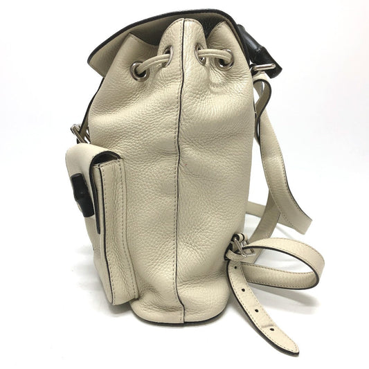GUCCI Backpack 370833 leather White type Bamboo Backpack Women Used
