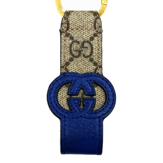 Gucci Interlocking GG Supreme Canvas and Blue Leather Keychain Charm