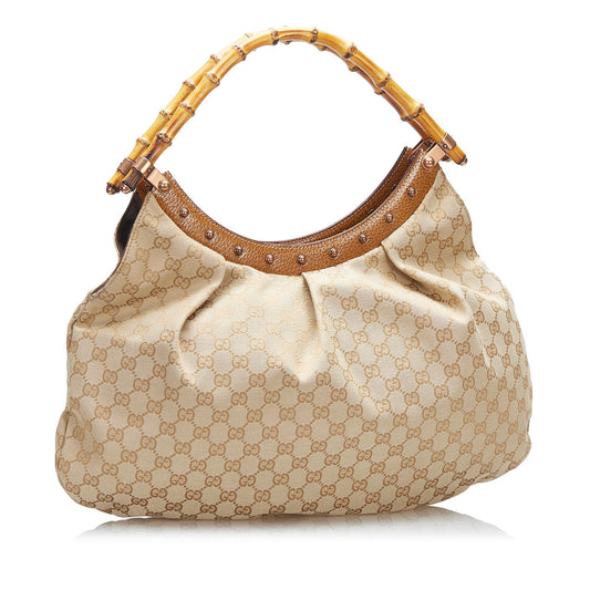 Gucci Bamboo GG Canvas Hobo (SHG-LcTL5C)