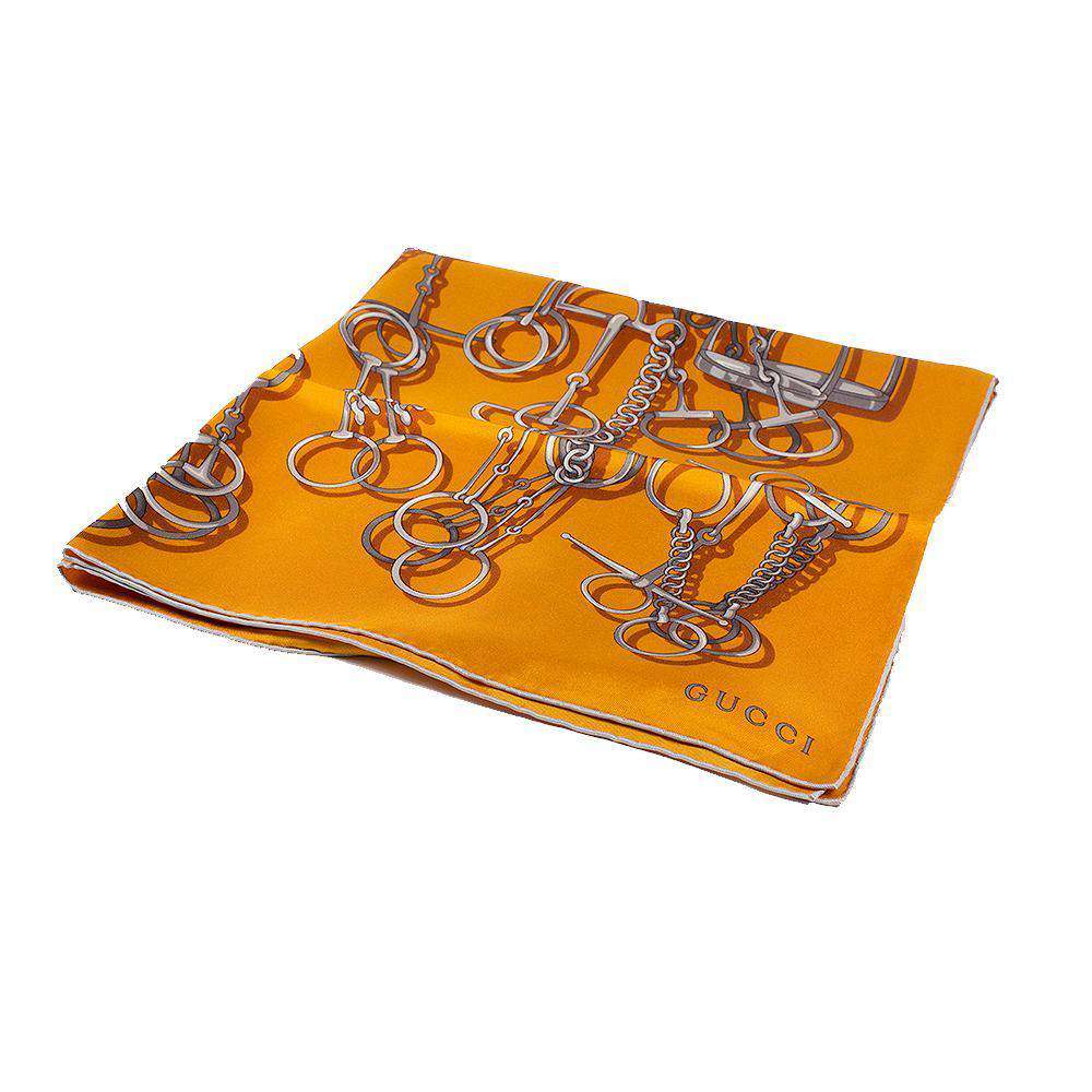 Gucci Cavalcata Silk Orange Twill Horsebit Shawl (GGSH101)