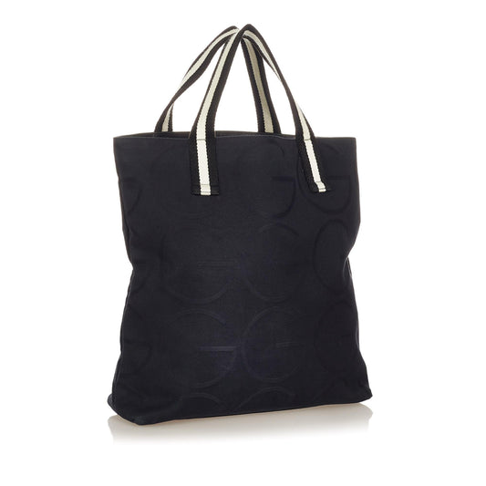 Gucci G Logo Canvas Web Tote Bag