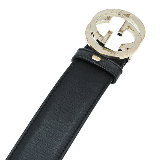 Gucci Black Double G Buckle Belt 38