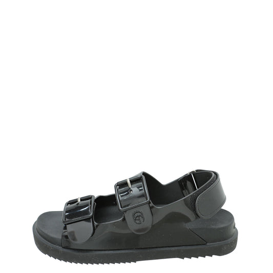 Gucci Black Mini Double G Rubber Sandal 38