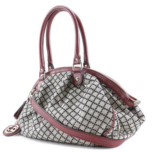 GUCCI Handbag 223974 GG canvas Gray, Red Sukey Diamante Women Used