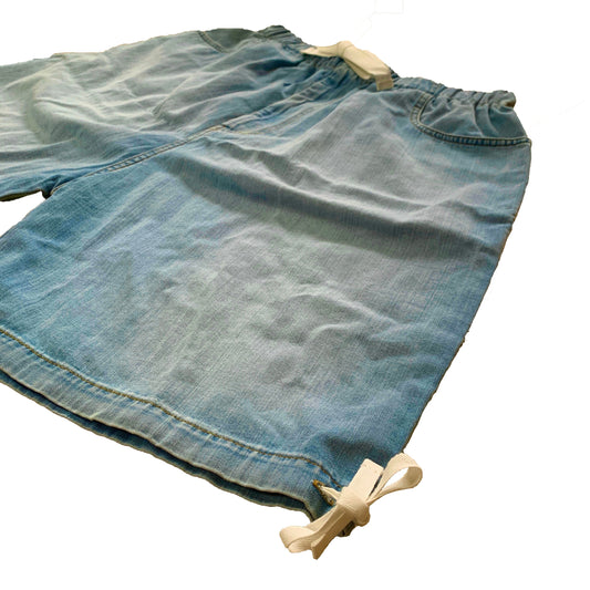Gucci Bermuda Denim Shorts with Ties in Light Wash Blue