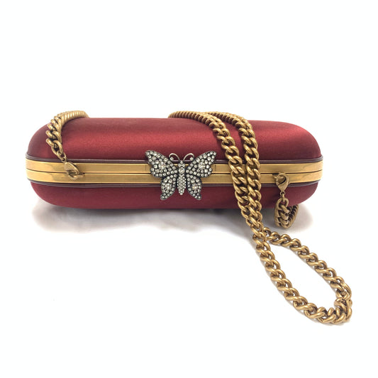 Gucci Broadway Butterfly Handbag Clutch in Burgundy
