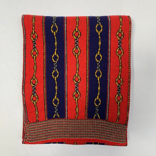 Gucci Cotton Cashmere Horse-bit Chain Scarf in Navy and Red