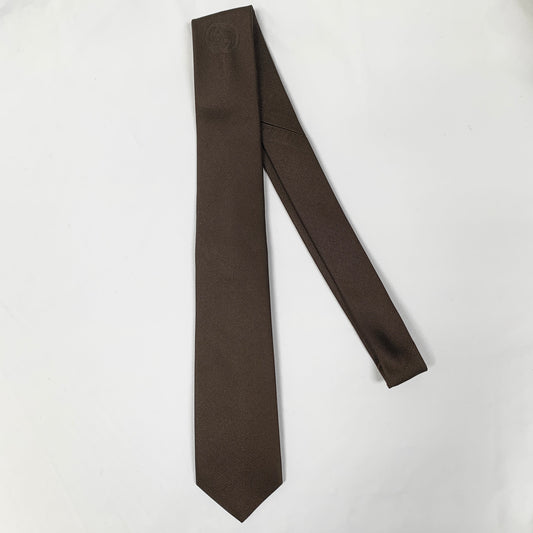 Gucci Interlocking GG Logo Neck Tie in Coffee Brown