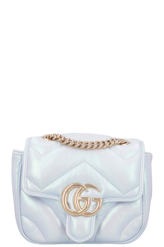 GUCCI GG Marmont Mini Shoulder Bag Blue Iridescent