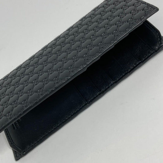 GUCCI Long Wallet Purse 544479 Sima leather black Micro Guccisima GG mens Used