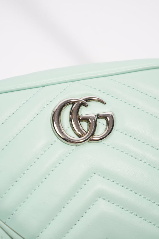 Gucci GG Marmont Mint Green Matelasse Leather Mini