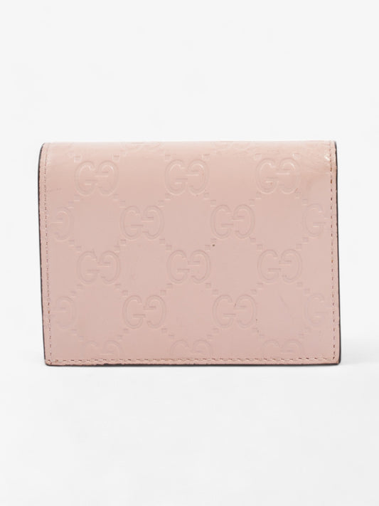 Gucci Guccissima Signature Crystal Cat Card Case Wallet Light Candy Pink Calfskin Leather
