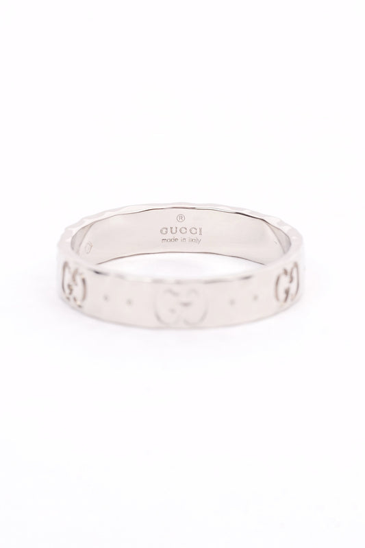 Gucci Hammered ring band silver White Gold