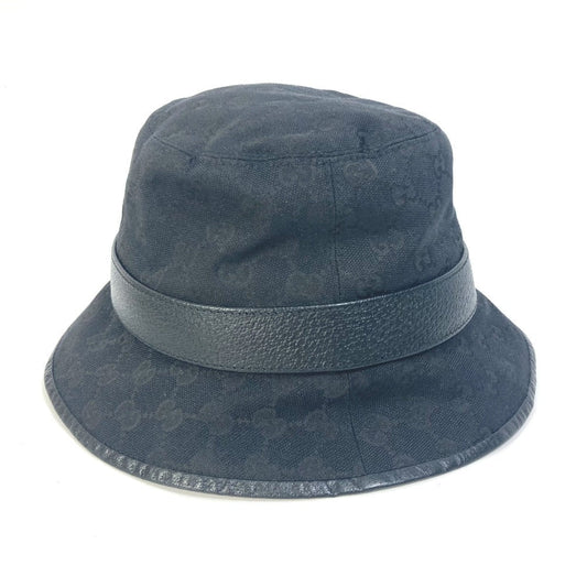 GUCCI hat 576587 GG canvas black GG Bucket hat mens M Used