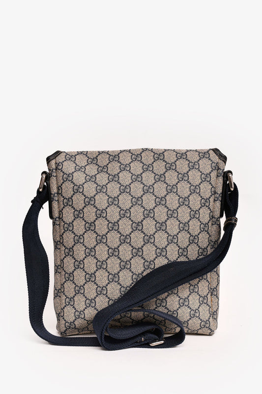 Gucci Cream/Navy GG Supreme Messenger Bag