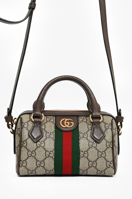 Gucci 2024 GG Supreme Web Monogram Mini Boston Bag