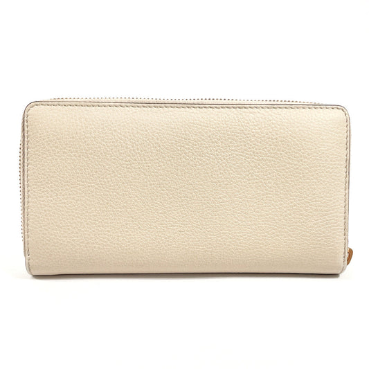 GUCCI Long Wallet Purse 658691 leather beige logo Zip Around unisex Used