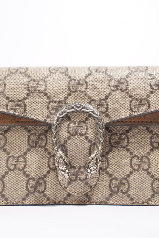 Gucci Dionysus Super Mini Chain Beige And Ebony GG Supreme Coated Canvas