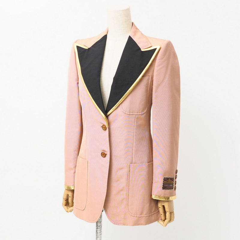 GUCCI tailored jacket 621256 55% cotton, 45% rayon Pink/Black/Gold 38(160/84Y)