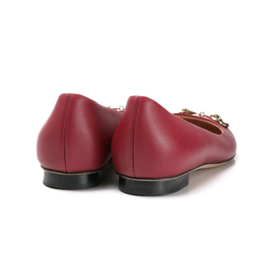 GUCCI Ballet shoes 466700 leather Red type Bit: Gold 36