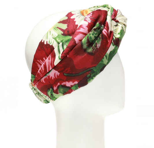 Gucci Floral Print Padded Headband in Red