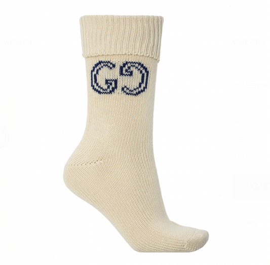 Gucci GG Logo Lit Circus Knit Socks in Ivory