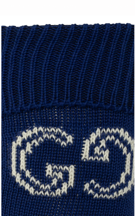 Gucci GG logo Lit Circus Knit Socks in Midnight Blue