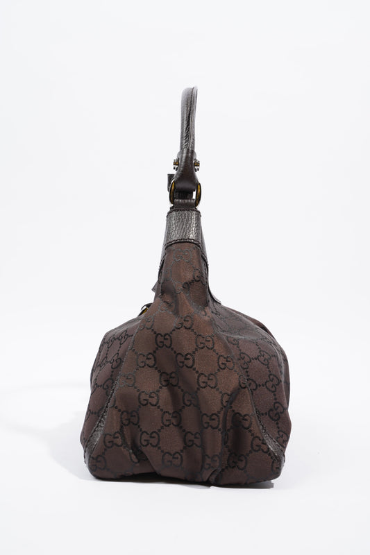 Gucci Abbey Shoulder Bag Supreme Print / Chocolate Brown Canvas