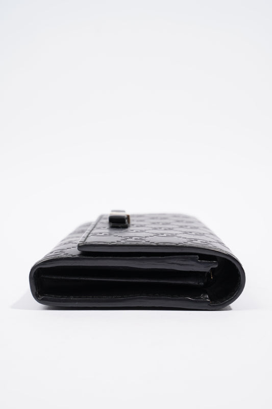 Gucci Guccissima Bow Wallet Black Leather