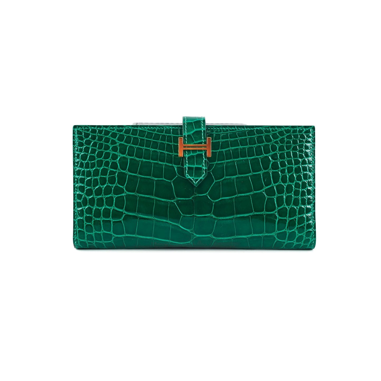 Hermes Bearn Alligator Emerald Wallet- D Stamp
