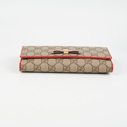 Gucci Bow Long Wallet Monogram Canvas