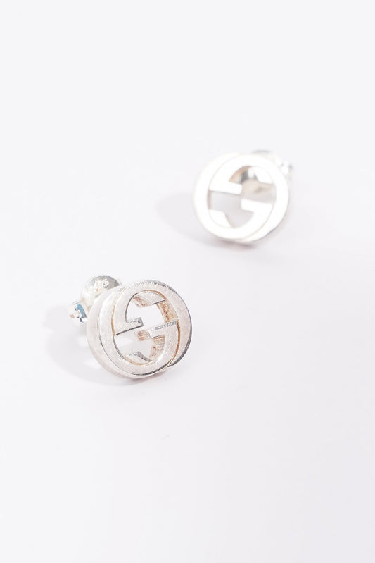 Gucci Interlocking G Earrings Silver Silver Sterling