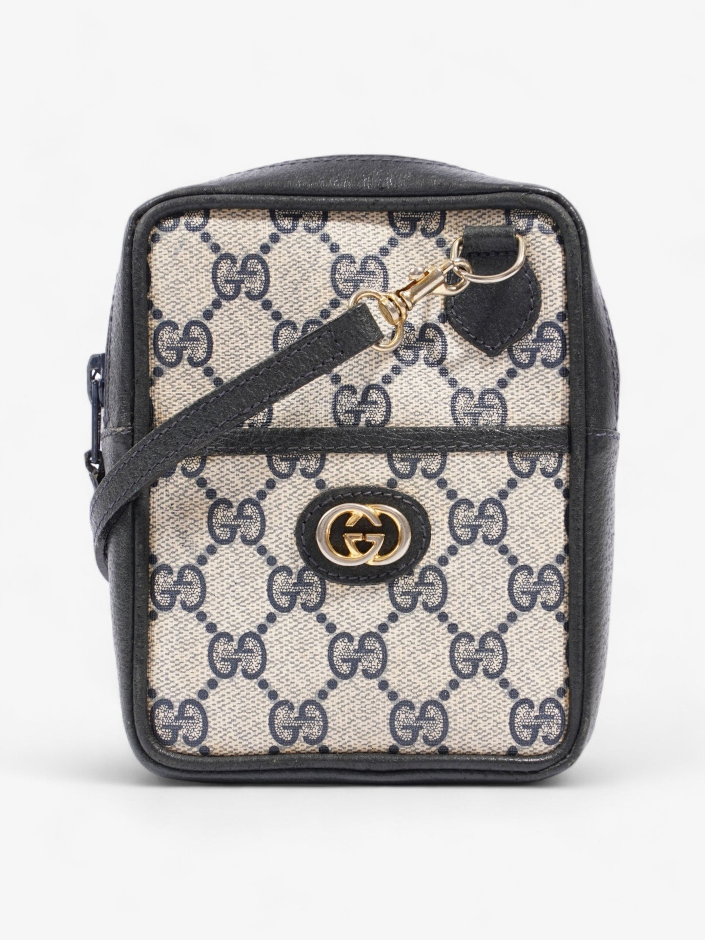 Gucci GG Supreme Shoulder Bag Navy / Beige Leather