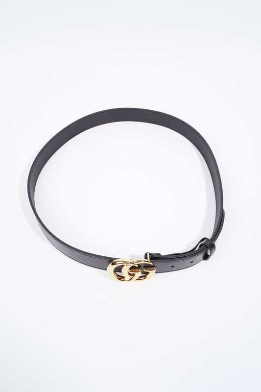 Gucci GG Marmont Shiny Buckle Belt Black Leather 90cm 36"