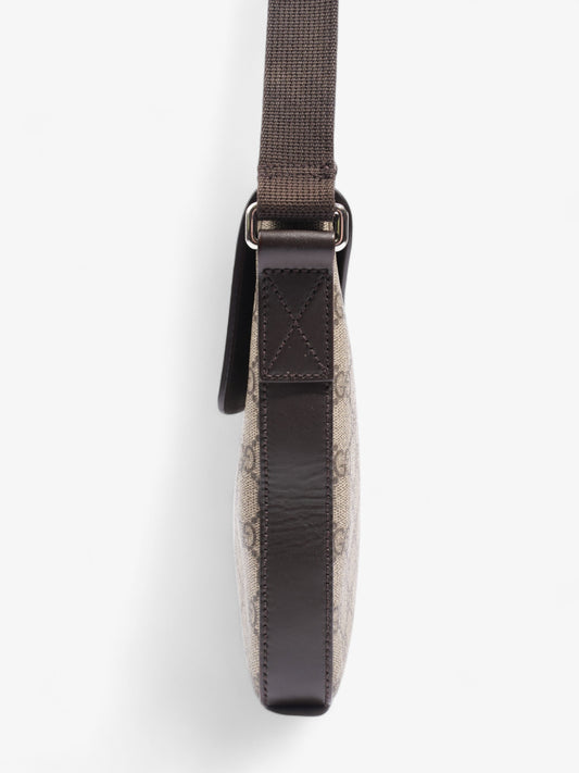 Gucci Classic Flap Beige And Ebony GG Supreme / Brown Coated Canvas