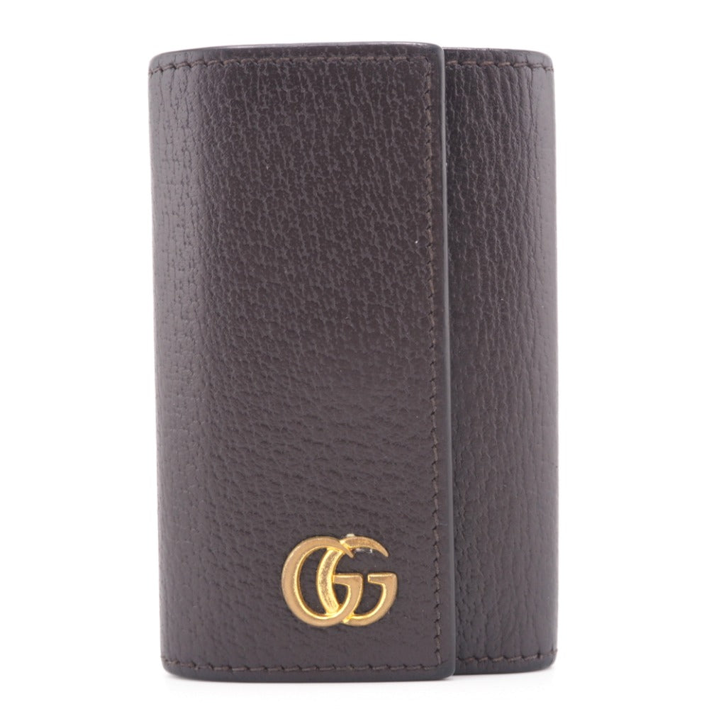 GUCCI Key case Key holder 435305 leather Brown six hooks GG Marmont unisex(Unisex) Used