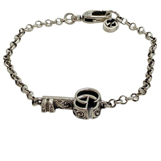 GUCCI bracelet Silver925 Silver 16 925 6.9g double G key Arabesque Women(Unisex) Used