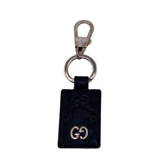 GUCCI key ring leather black Guccisima unisex(Unisex) Used