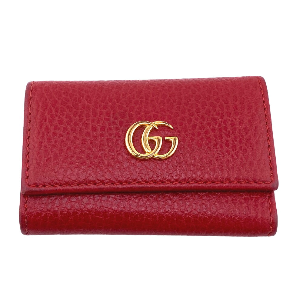 GUCCI Key case Key holder 456118 leather Red six hooks GG Marmont Women Used