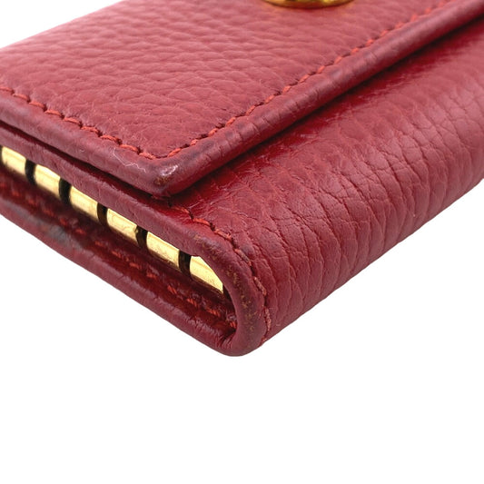 GUCCI Key case Key holder 456118 leather Red six hooks GG Marmont Women Used
