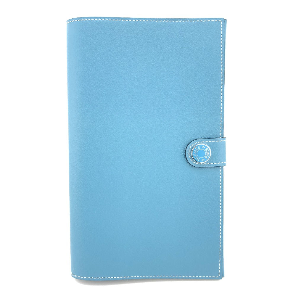 HERMES Long Wallet Purse Ever Calfskin blue RMS Tutankhamun