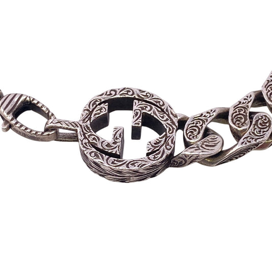 GUCCI bracelet Silver925 Silver Arabesque Interlocking G mens(Unisex) Used