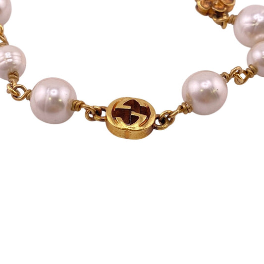 GUCCI bracelet Gold Plated gold Interlocking G Pearl Flower