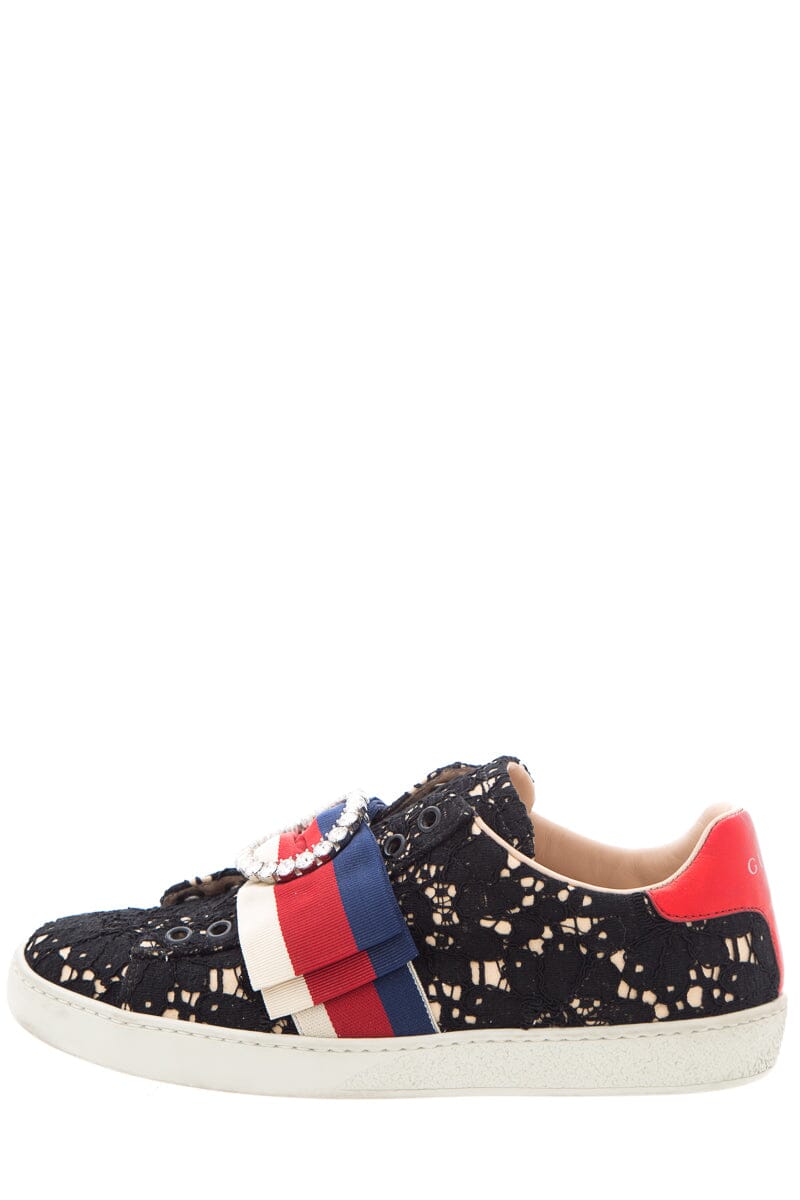Gucci Black Lace & Multi Sneakers SZ 36