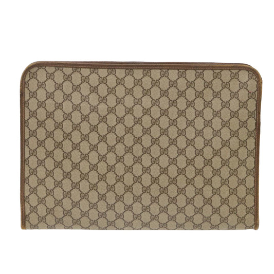 Gucci GG Canvas Clutch Bag PVC Leather Beige 89.20.004 am4697