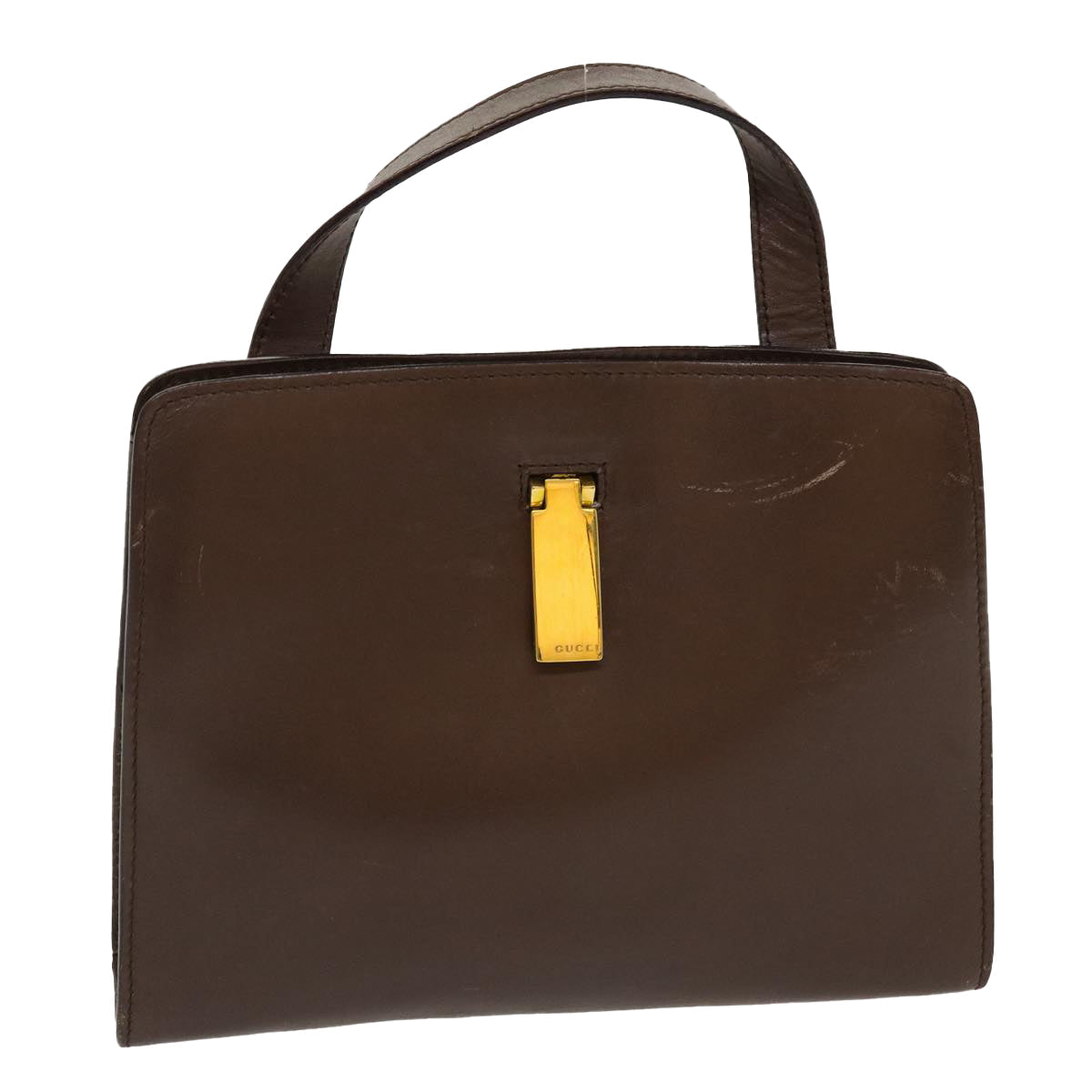GUCCI Hand Bag Leather Brown ar9113