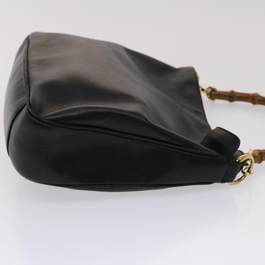 Gucci Bamboo Shoulder Bag Leather Black 001.0166.1638 ar9913B