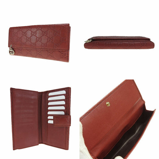 GUCCI Long Wallet Purse 212104 leather Bordeaux Guccisima Women Used